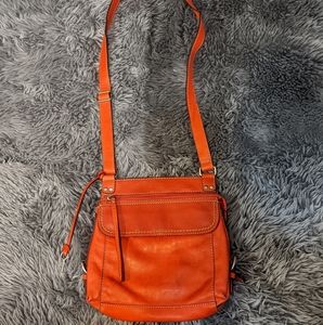 Red Leather Fossil Crossbody Bag